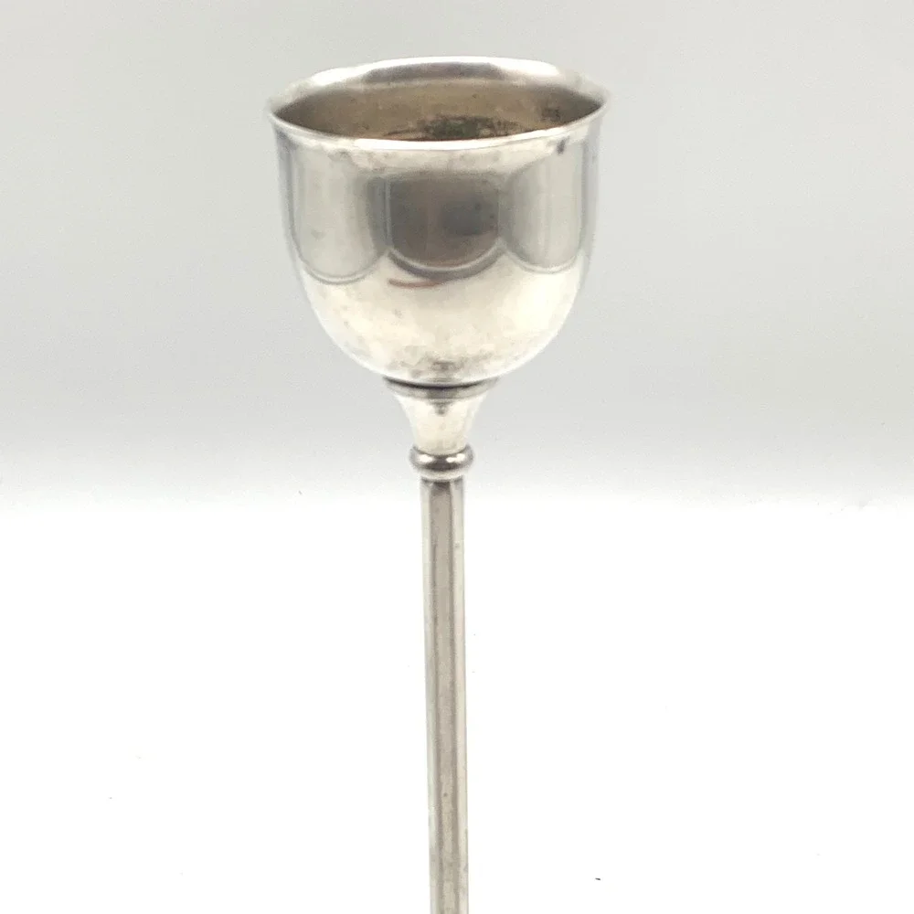 WA Italy Candlestick 10.5 Inch Silver Silverplate‎ Tall Slender Stem Tulip Cup